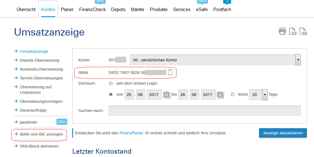 Xem mã IBAN BIC SWIFT của Deutsche Bank online