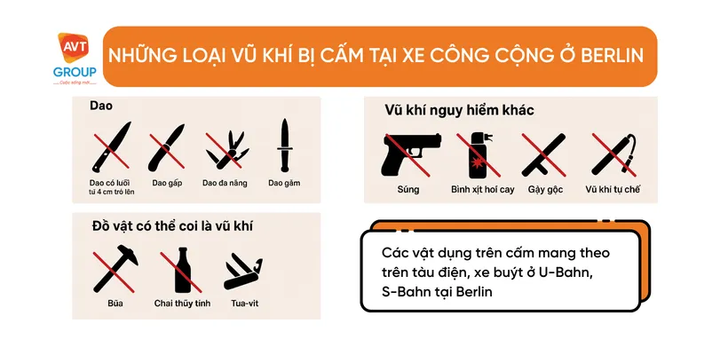 Nóng: Berlin chính thức cấm mang dao, vũ khí trên toàn bộ tàu xe công cộng từ 17/07 2 Những loại vũ khí bị cấm tại xe công cộng ở Berlin