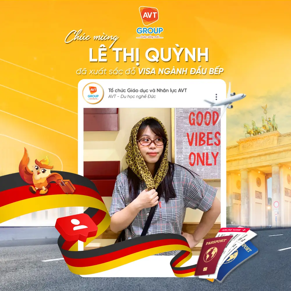AVT Group chúc mừng các bạn học viên đỗ visa du học nghề Đức tháng 08/2025 ( Phần 2) 10 Lê Thị Quỳnh – Chuyên viên Đầu bếp tại Stühlingen
