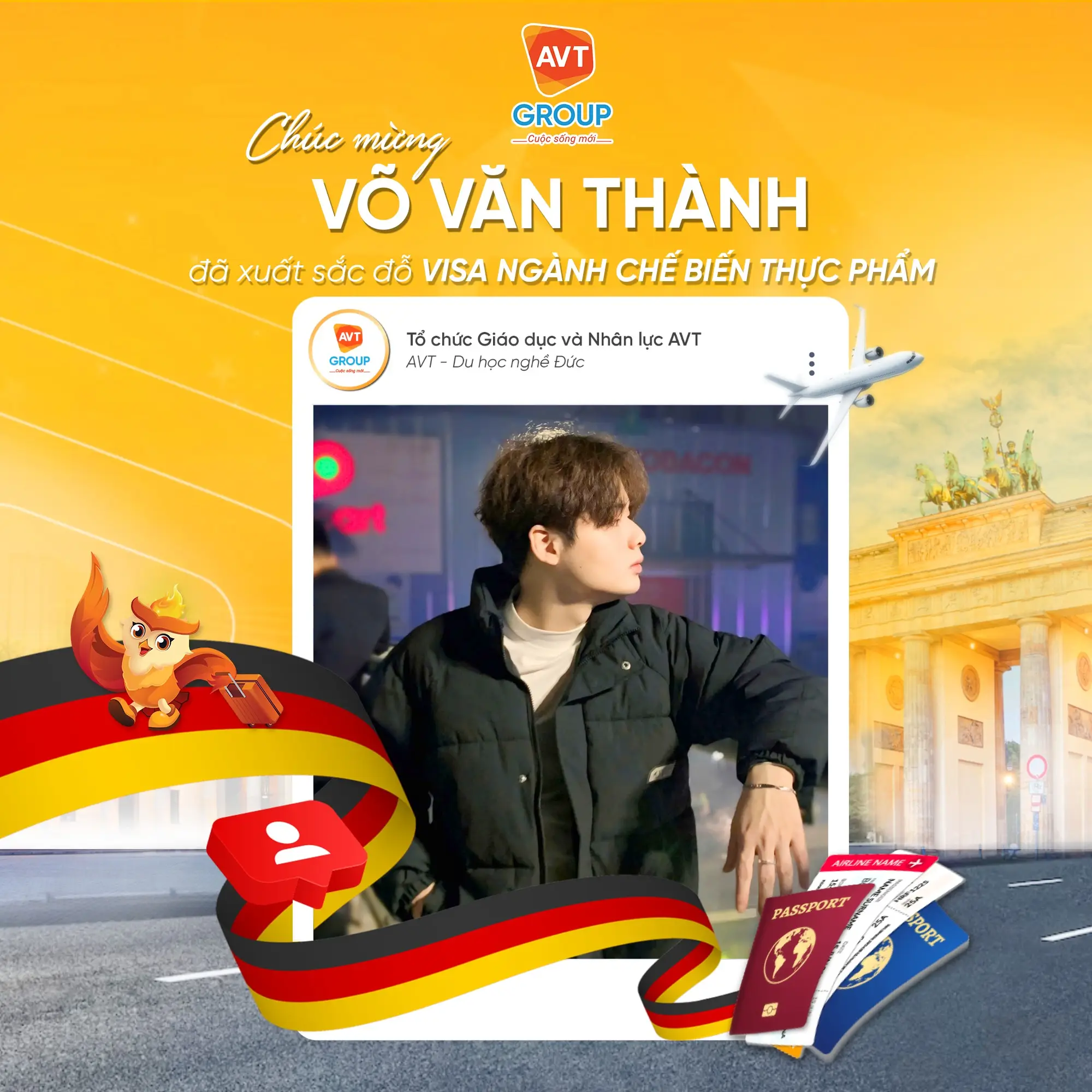 AVT Group chúc mừng các bạn học viên đỗ visa du học nghề Đức kỳ tháng 08/2025 ( Phần 1) 6 Võ Văn Thành – Chuyên viên Chế biến thực phẩm tại Bräulingen