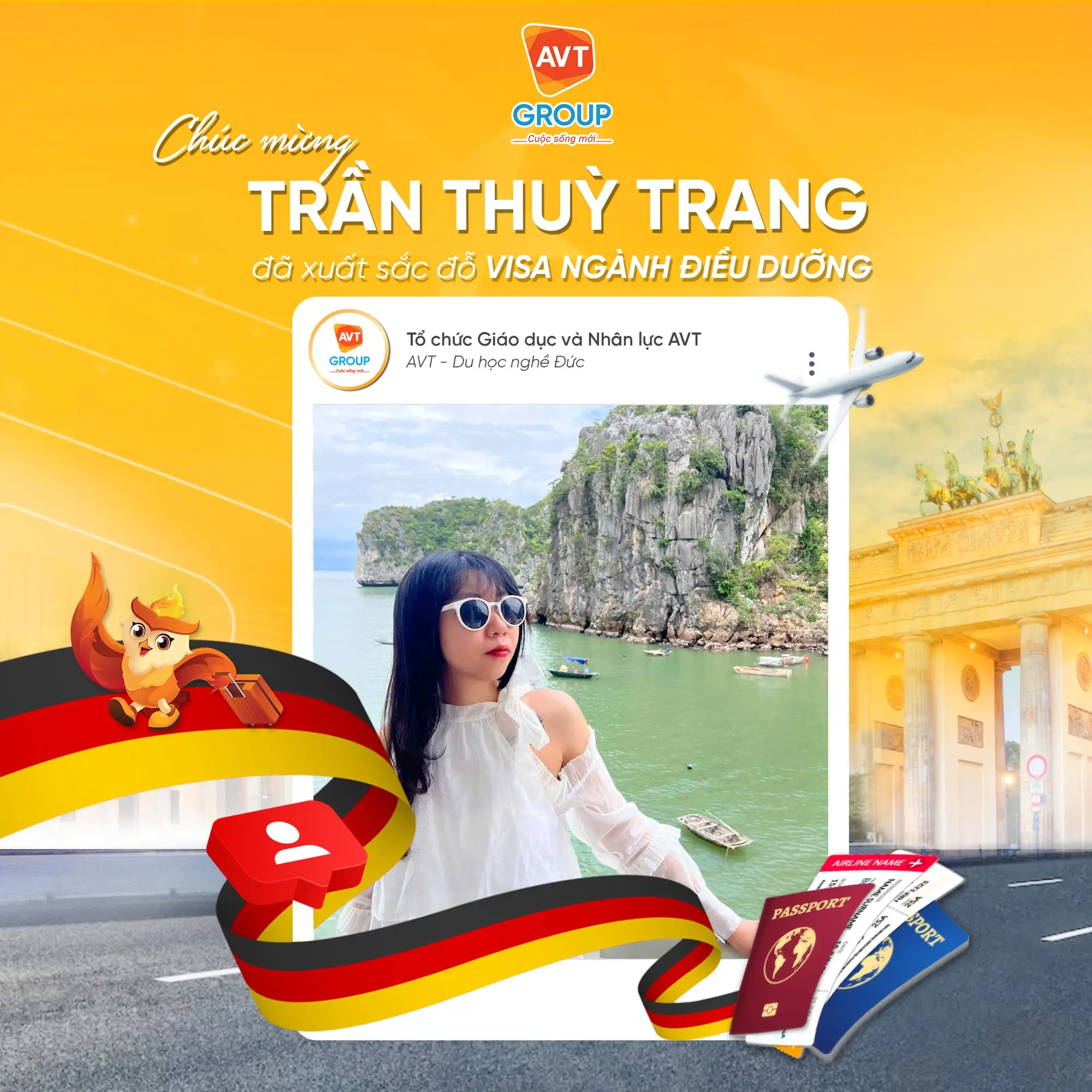 AVT Group chúc mừng các bạn học viên đỗ visa du học nghề Đức kỳ tháng 08/2025 ( Phần 1) 13 Trần Thùy Trang – Chuyên viên Điều dưỡng tại München
