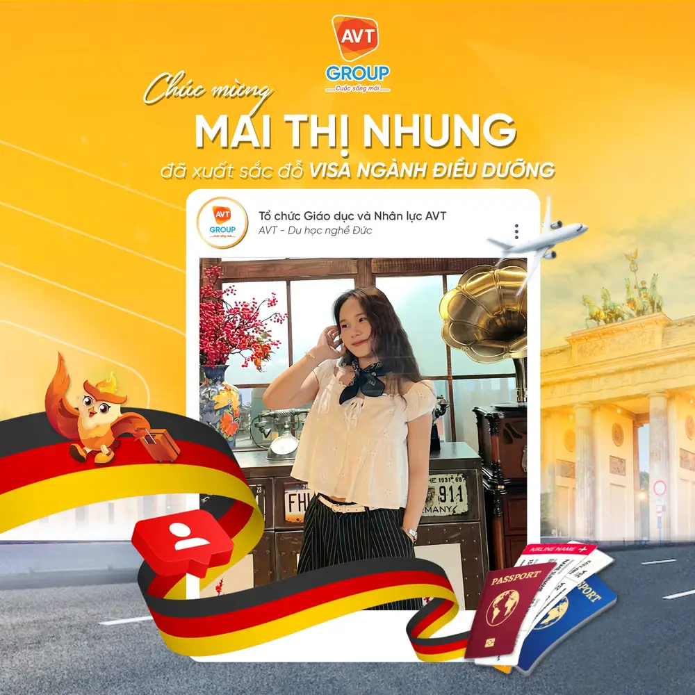 AVT Group chúc mừng các bạn học viên đỗ visa du học nghề Đức tháng 08/2025 ( Phần 2) 8 Mai Thị Nhung – Chuyên viên Điều dưỡng tại Nordhausen