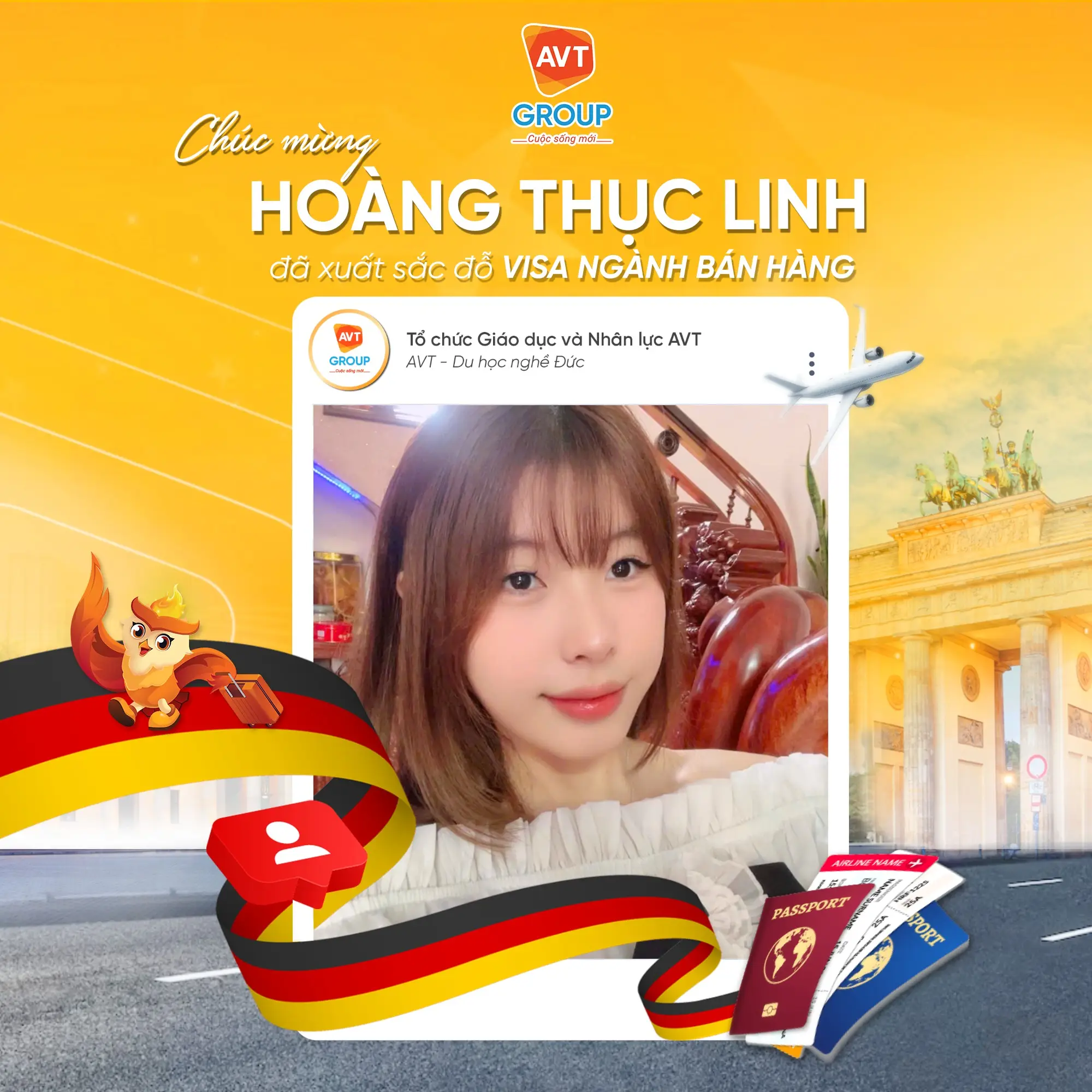 AVT Group chúc mừng các bạn học viên đỗ visa du học nghề Đức kỳ tháng 08/2025 ( Phần 1) 8 Hoàng Thục Linh – Chuyên viên Bán hàng tại Kirchen
