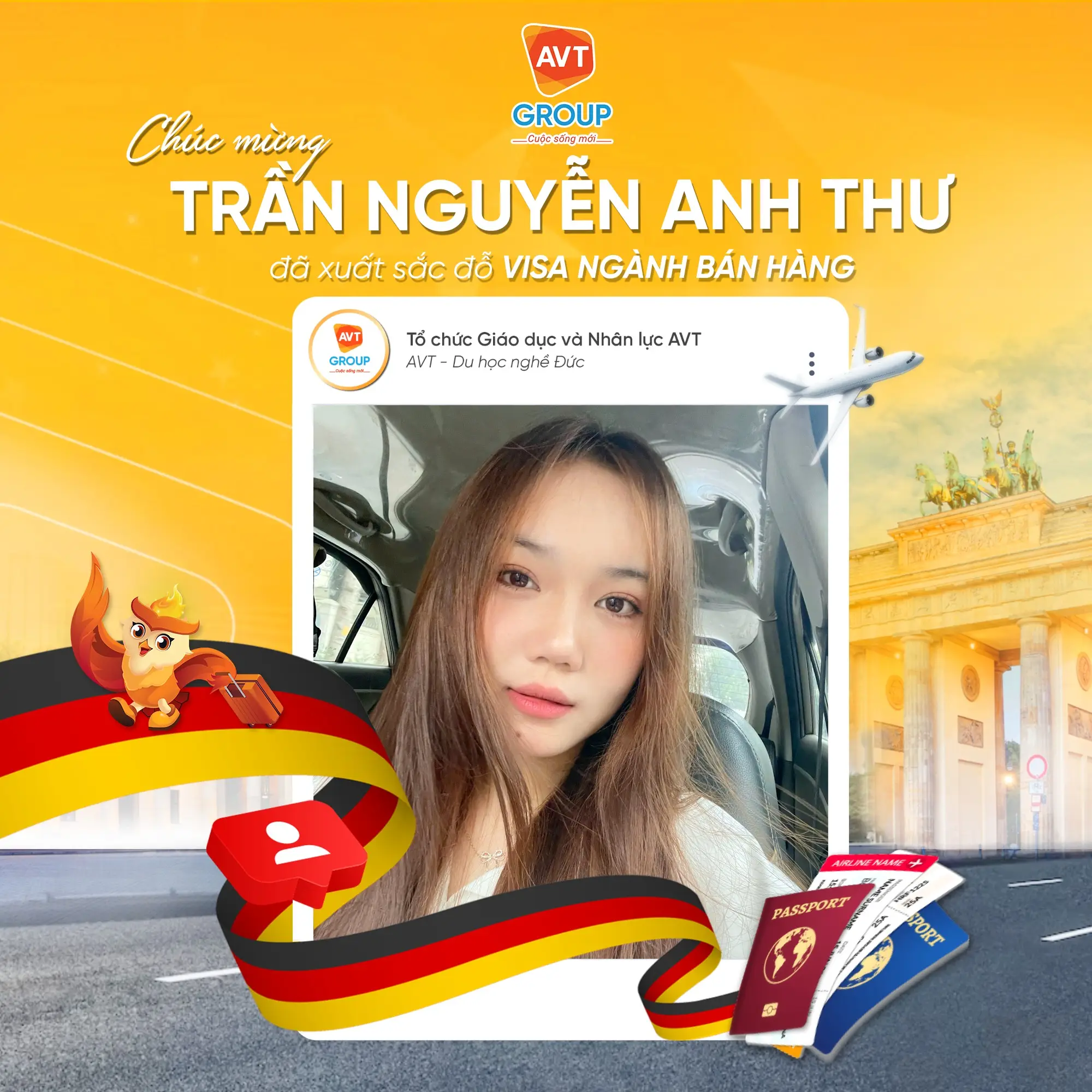 AVT Group chúc mừng các bạn học viên đỗ visa du học nghề Đức kỳ tháng 08/2025 ( Phần 1) 7 Trần Nguyễn Anh Thư – Chuyên viên Bán hàng tại Bräulingen