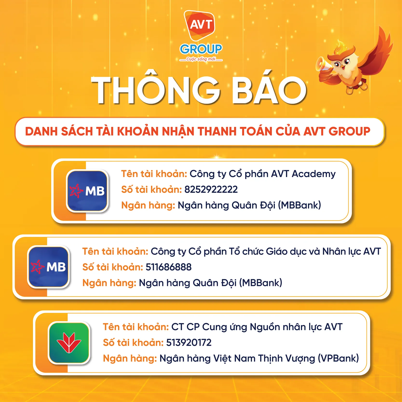 🚨 QUAN TRỌNG: DANH SÁCH TÀI KHOẢN NHẬN THANH TOÁN CỦA AVT GROUP 🚨 2 DS Tk nhan thanh toan cua AVt 01